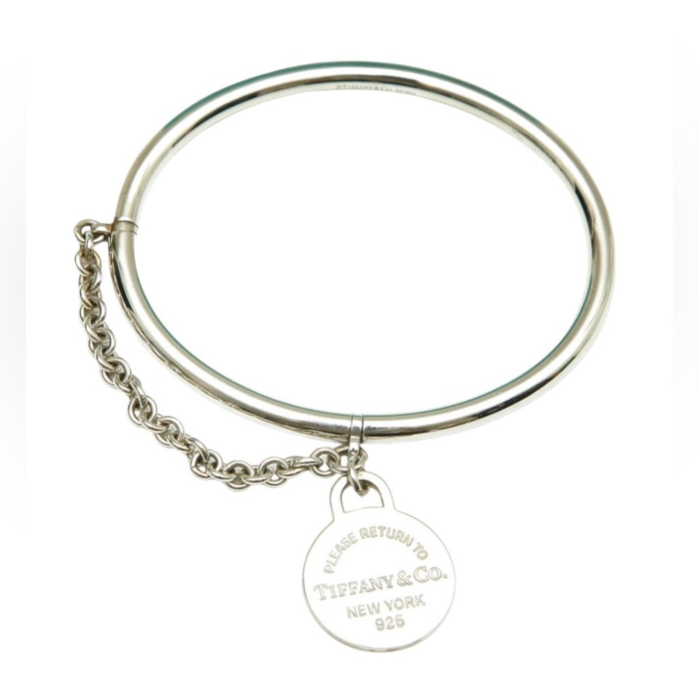 Vintage TIFFANY & CO. Sterling Silver Bangle Bracelet Return To Tiffany Pendant